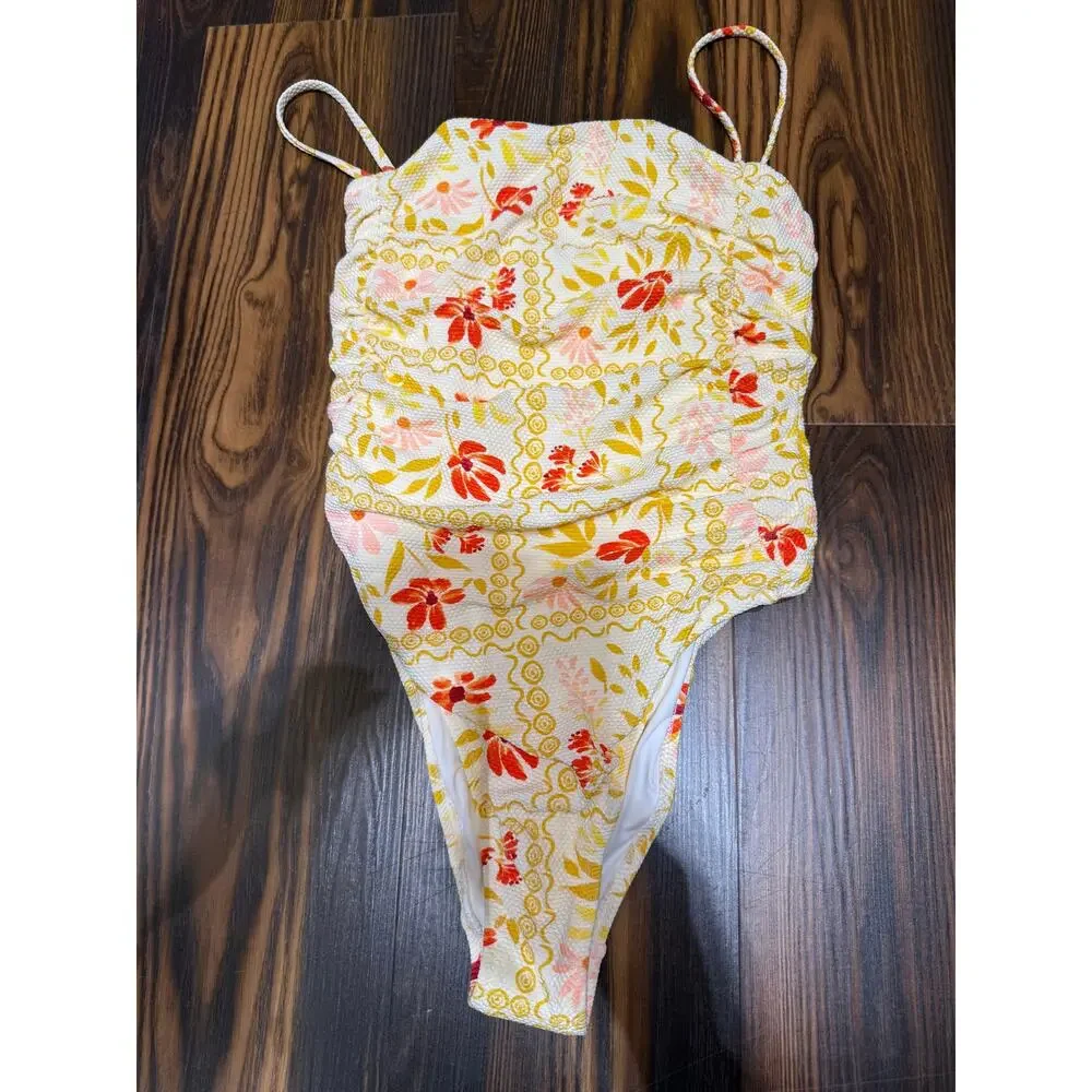 NWT Rhythm Wildflower Scrunched Side One-Piece Swimsuit Size 10